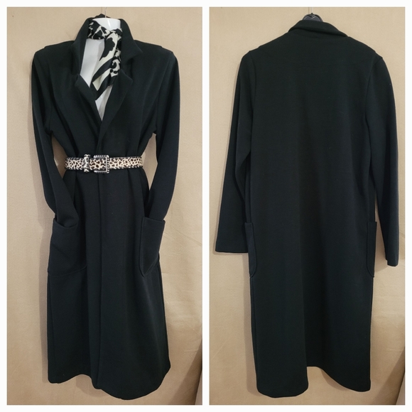 Black knit sweater Coat L - Picture 2 of 4